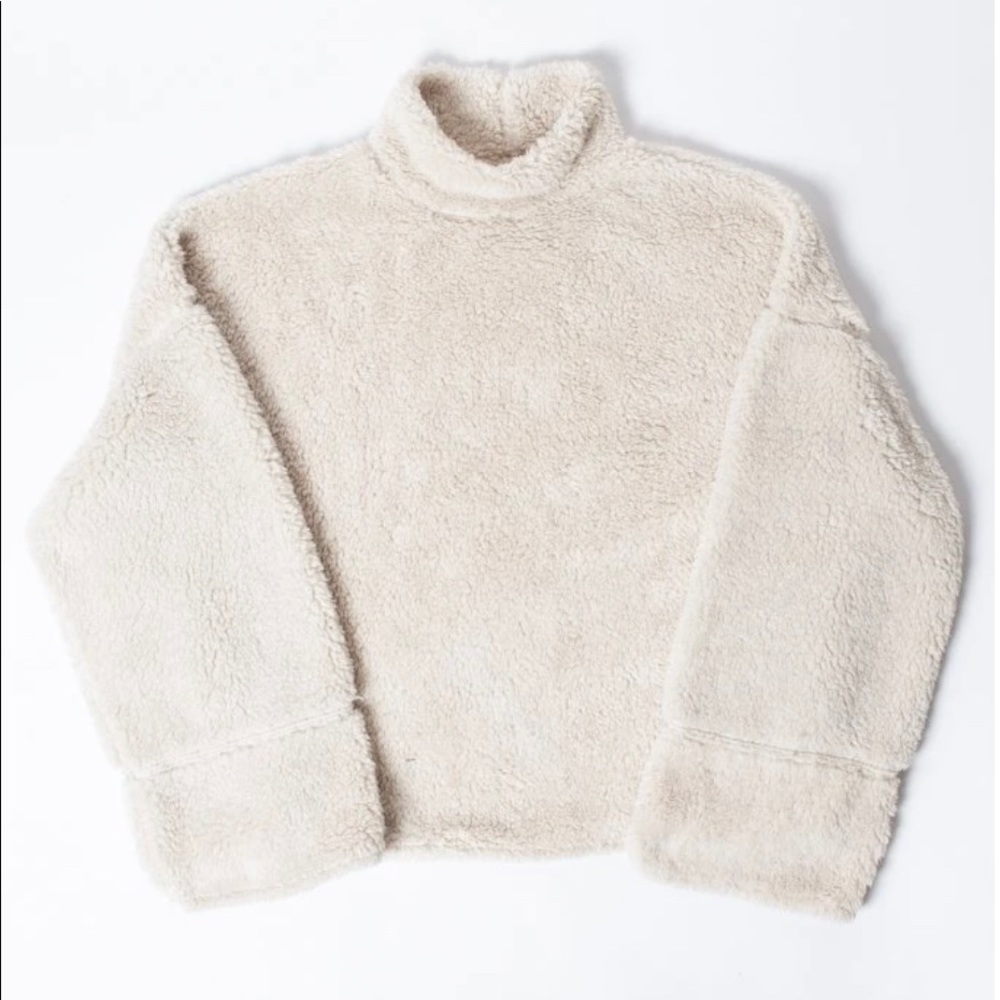 Cream Sherpa Mock Neck Pullover